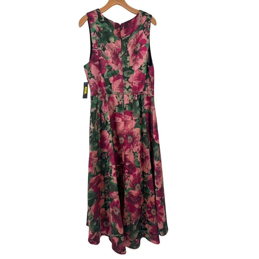 Ignite Evenings Womens Sleeveless Floral Jacquard Midi Dress size 18 new $149 - Picture 4 of 9